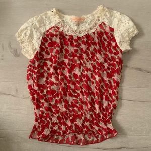 Strawberry Cottagecore Sheer Blouse